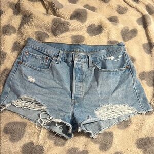 Levi's Light Blue Distressed Jean Shorts